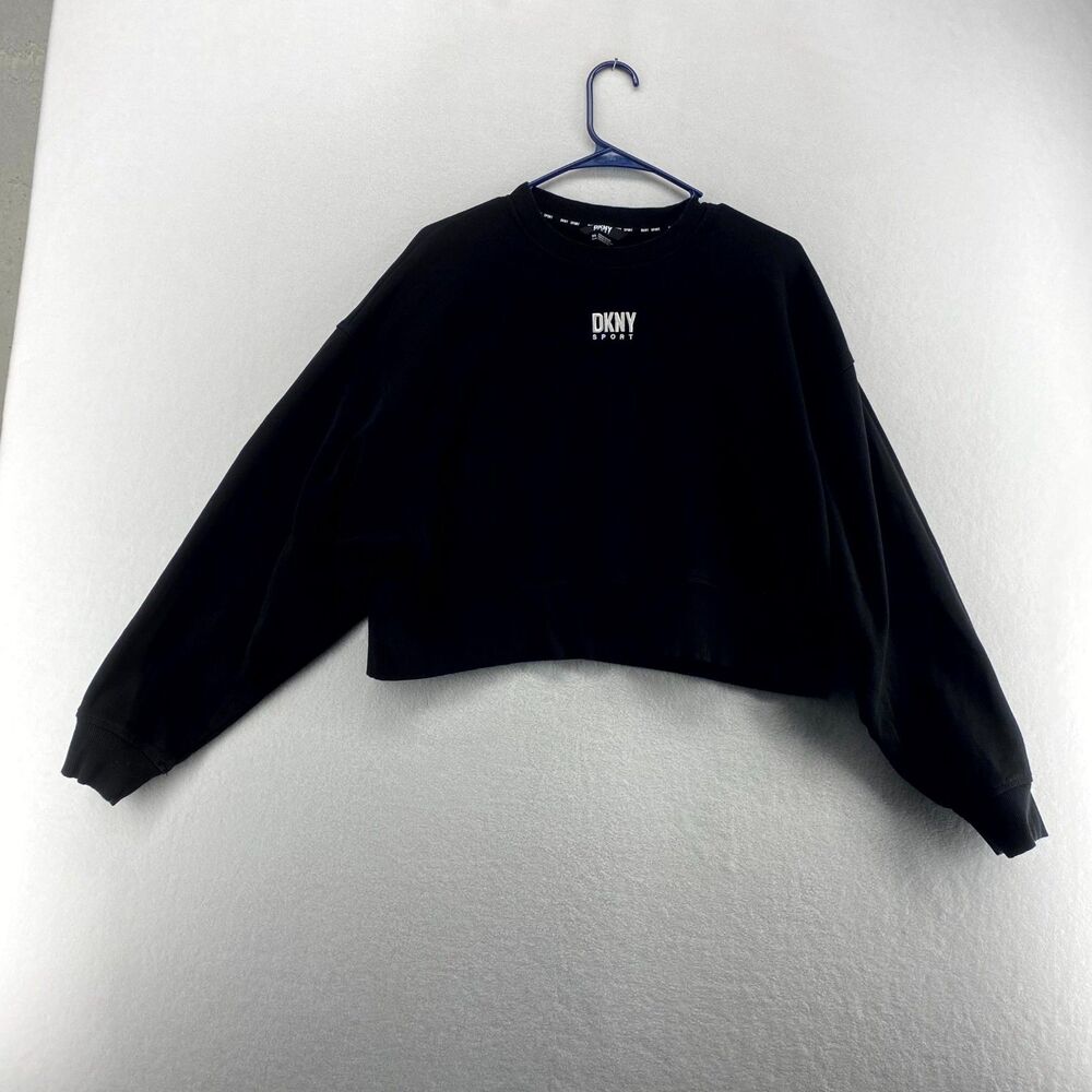 DKNY Sport Black Cropped Sweatshirt Pullover Womens Size XS